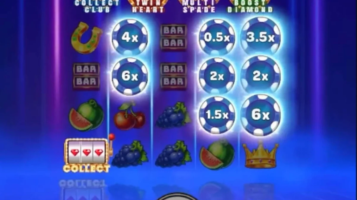 Interface futurista e neon do slot Reels Avenue Link&Win com grades duplas